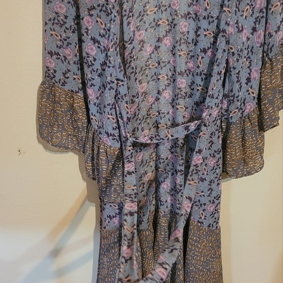 Umgee long boho duster kimono flowy style bell sleeve cardigan size Medium - Picture 12 of 16